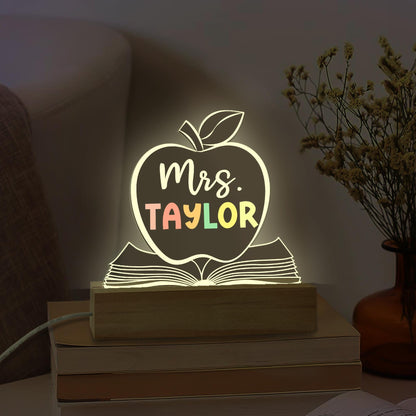 Personalized Teacher Night Light Custom Teacher Name Sign, Custom Name Light Classroom Decor, Back To School Gift, Teacher Appreciation Gift