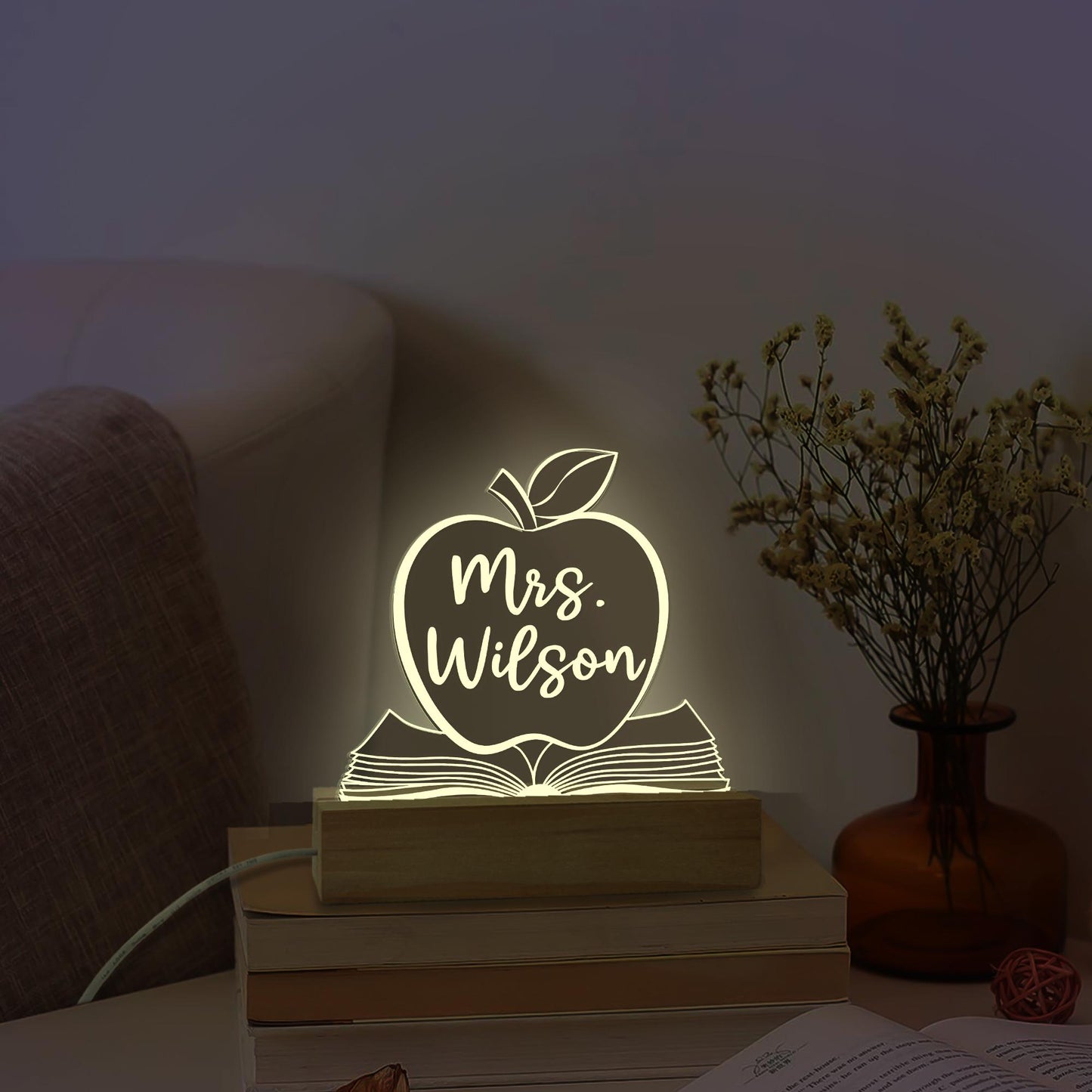 Personalized Teacher Night Light Custom Teacher Name Sign, Custom Name Light Classroom Decor, Back To School Gift, Teacher Appreciation Gift