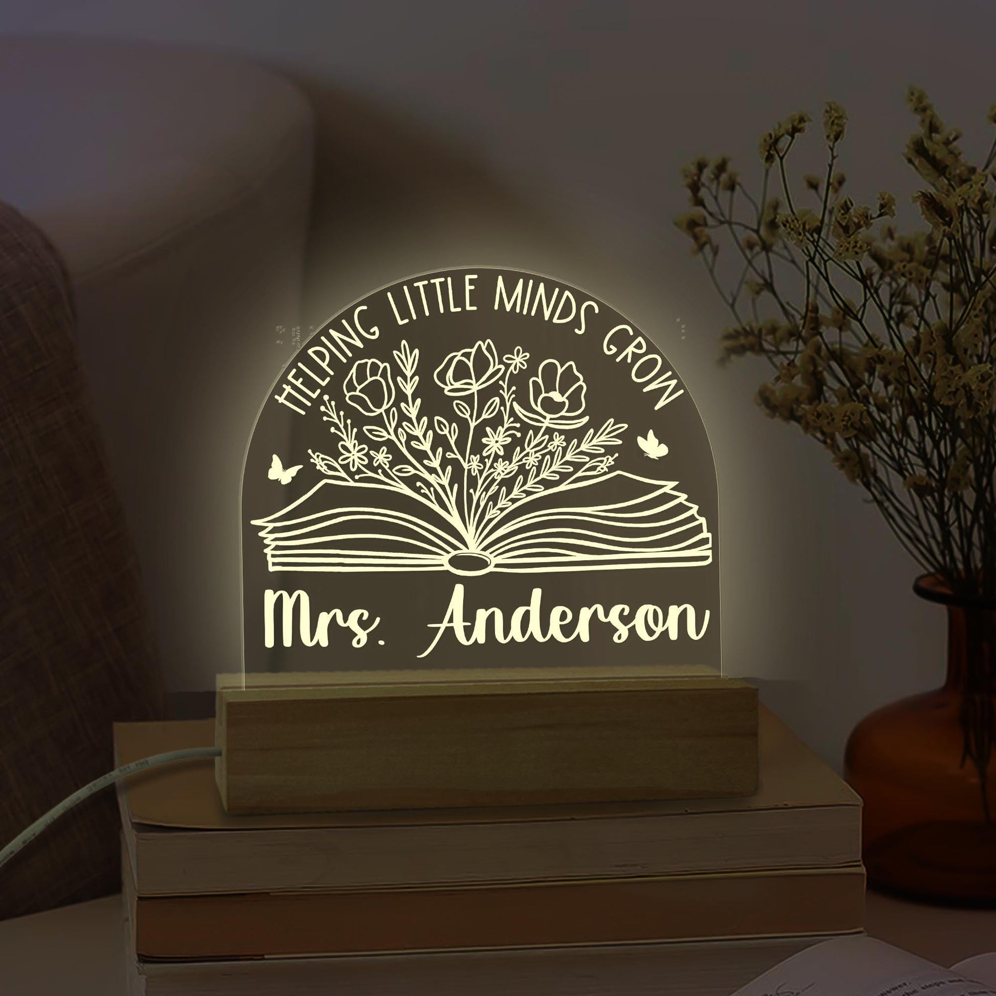 Personalized Teacher Night Light, Personalized Teacher Desk Name Plate, Classroom Decor, Back To School Gift, Teacher Appreciation Gift