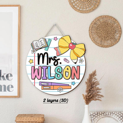 Teacher Appreciation Gift, Custom 3D Teacher Door Hanger With Name, Gift For Teacher, Teacher Name Sign Classroom Decor, Back To School Gift