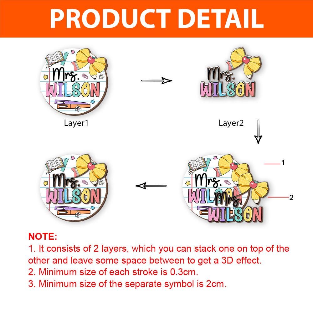 Teacher Appreciation Gift, Custom 3D Teacher Door Hanger With Name, Gift For Teacher, Teacher Name Sign Classroom Decor, Back To School Gift