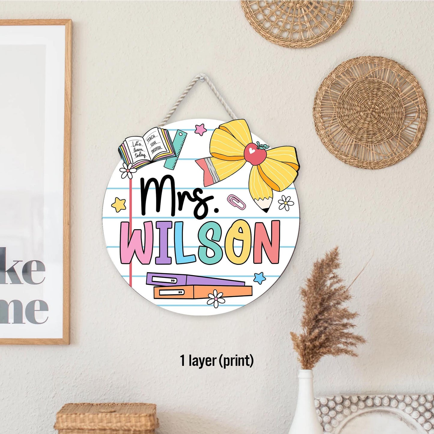 Teacher Appreciation Gift, Custom 3D Teacher Door Hanger With Name, Gift For Teacher, Teacher Name Sign Classroom Decor, Back To School Gift