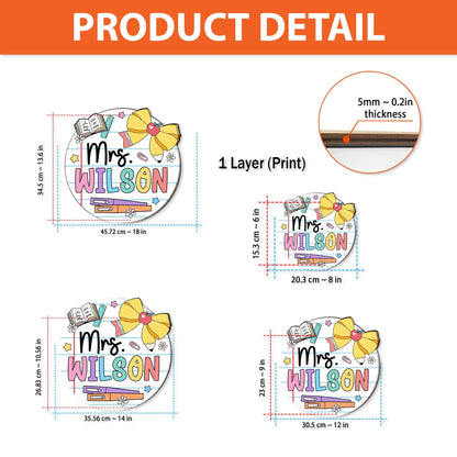 Teacher Appreciation Gift, Custom 3D Teacher Door Hanger With Name, Gift For Teacher, Teacher Name Sign Classroom Decor, Back To School Gift