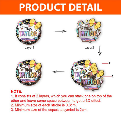 Teacher Appreciation Gift, Custom Teacher Door Hanger Composition Book 3D Wooden Sign, Teacher Name Class Welcome Sign, Back To School Gift