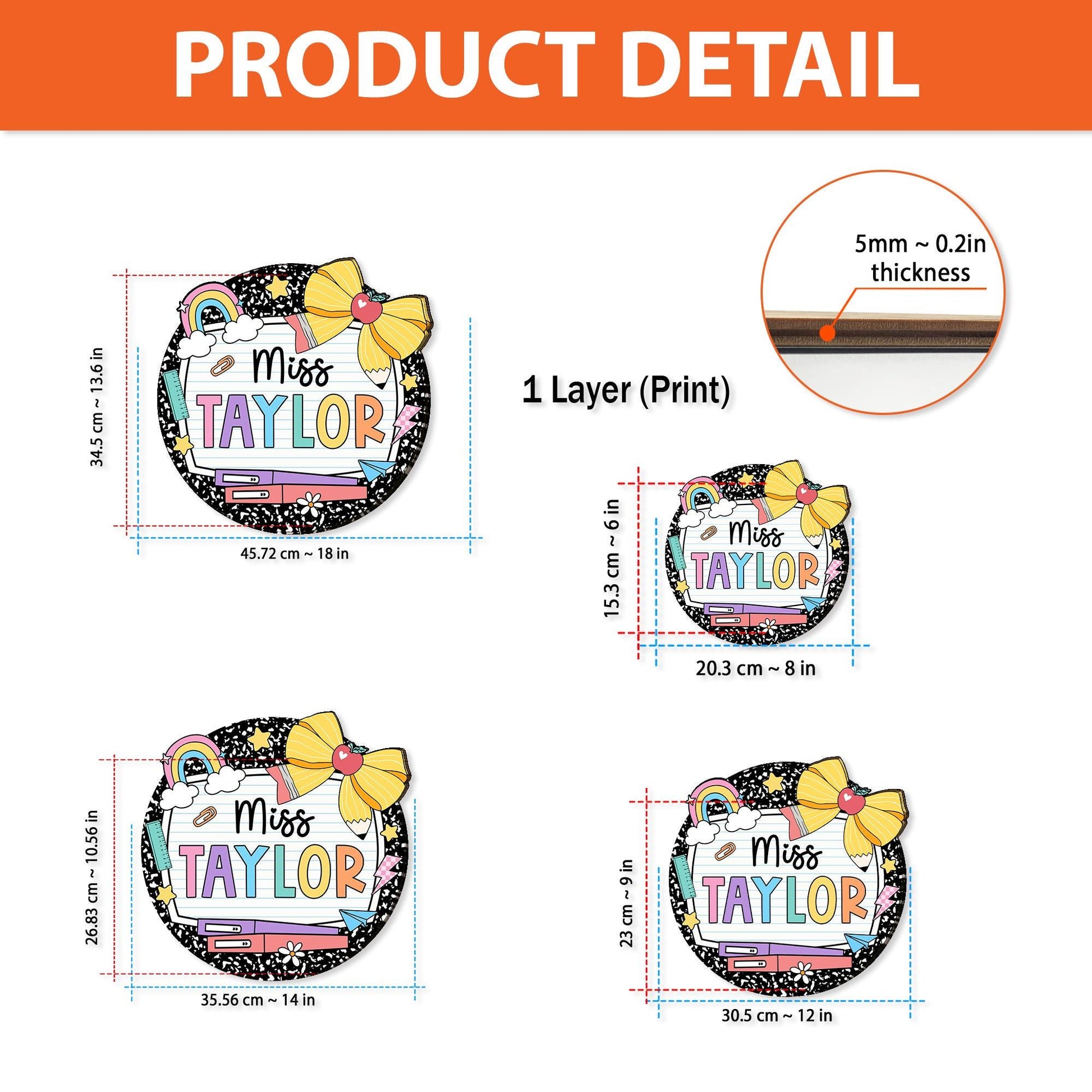 Teacher Appreciation Gift, Custom Teacher Door Hanger Composition Book 3D Wooden Sign, Teacher Name Class Welcome Sign, Back To School Gift