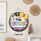 Teacher Appreciation Gift, Custom Teacher Door Hanger Composition Book 3D Wooden Sign, Teacher Name Class Welcome Sign, Back To School Gift