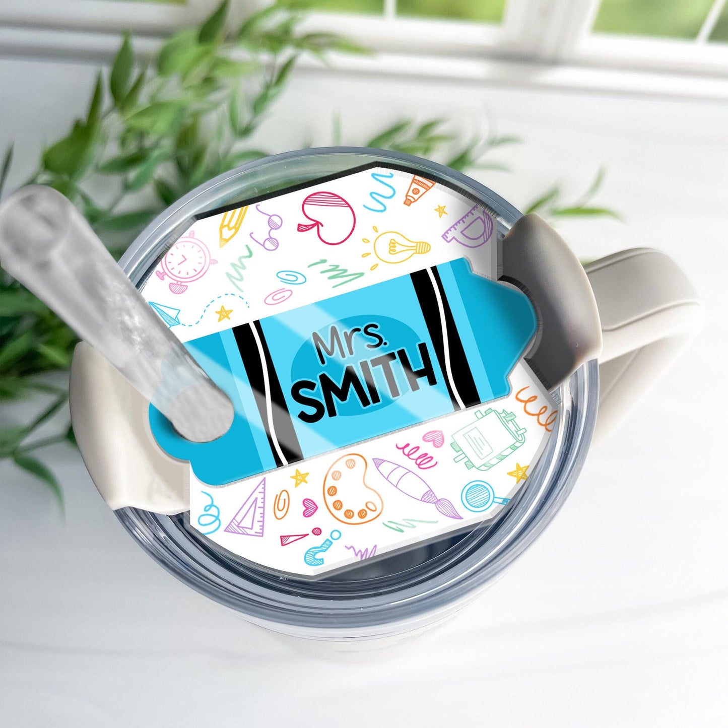 Custom Pencil Tumbler Name Tag, 40oz/30oz Tumbler Lid Name Tag, Teacher Name Tumbler Plate Topper, Back To School, Teacher Appreciation Gift