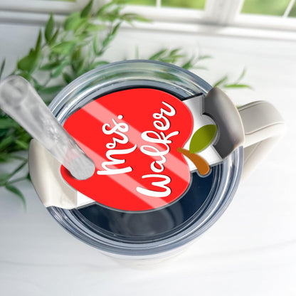 Personalized Apple Topper 40oz/30oz, Custom Tumbler Name Tag, Teacher Stanley Name Plate, Back To School Gift, Teacher Appreciation Gift