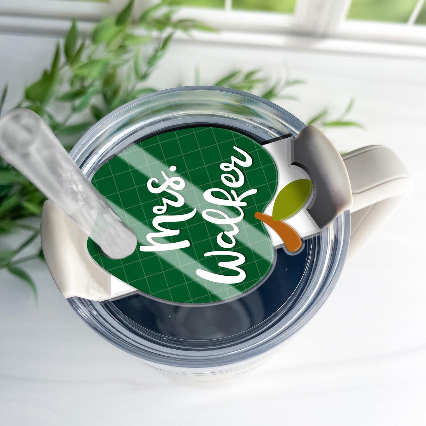 Personalized Apple Topper 40oz/30oz, Custom Tumbler Name Tag, Teacher Stanley Name Plate, Back To School Gift, Teacher Appreciation Gift