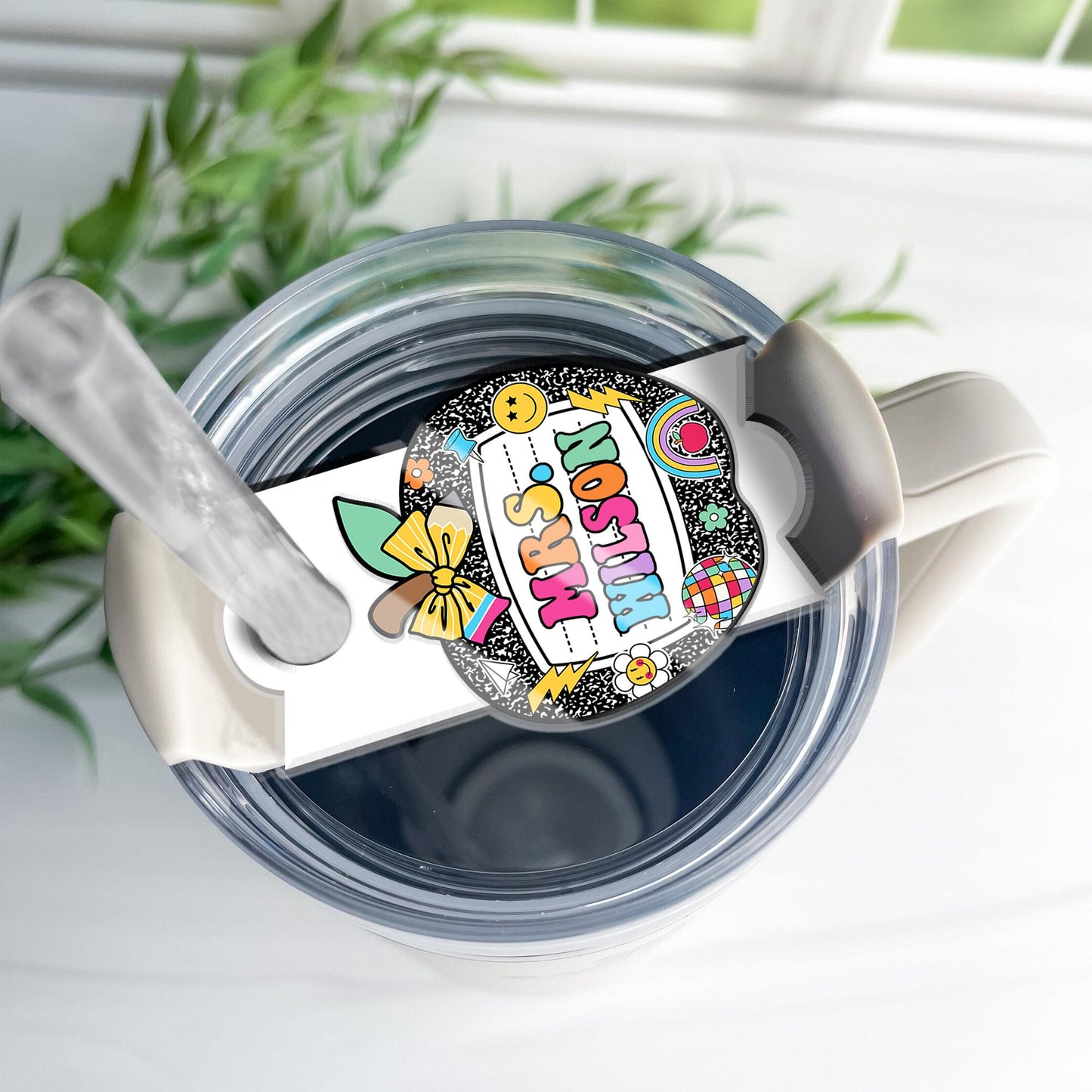 Custom Tumbler Name Tag, Personalized Apple Topper 40oz/30oz, Teacher Gifts, Tumbler Name Plate, Back To School, Teacher Appreciation Gift