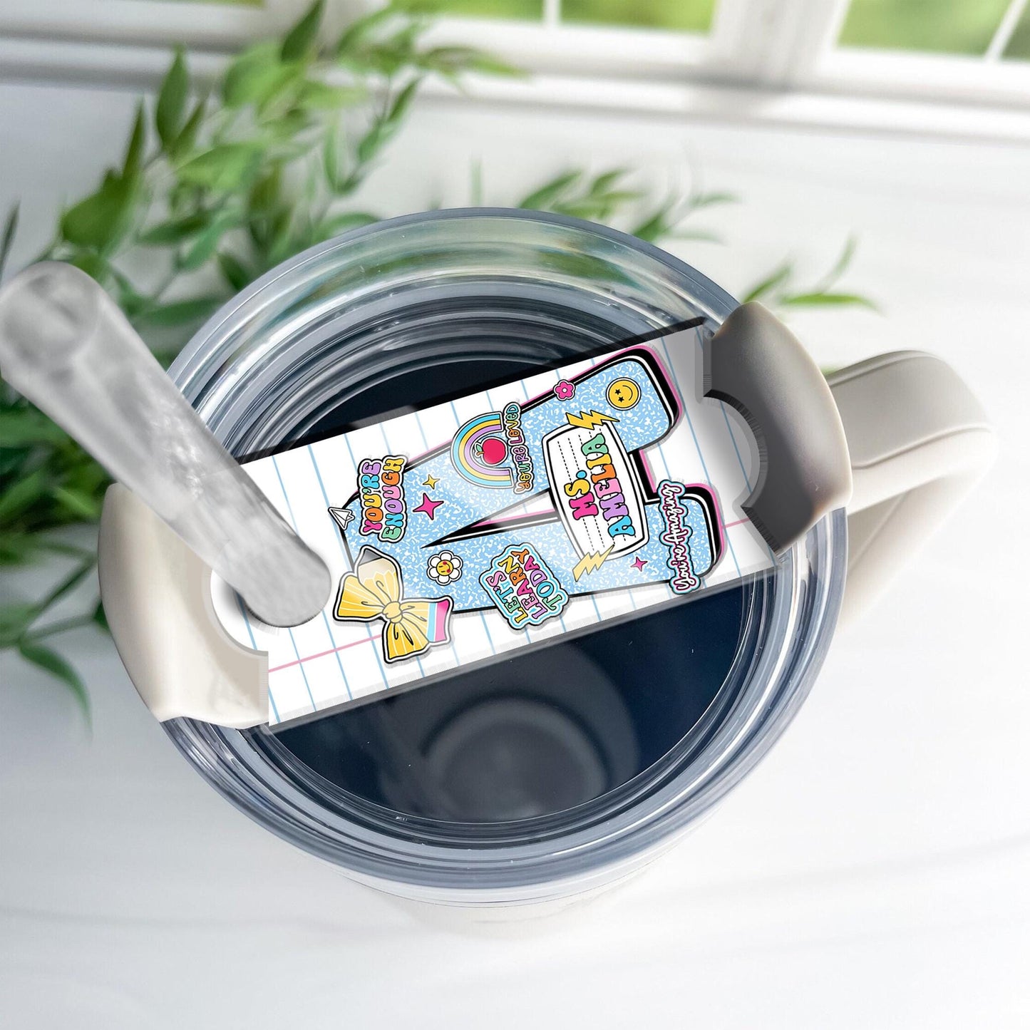 Personalized Tumbler Name Plate Composition Book, Teacher Gifts, 40oz/30oz Tumbler Lid Name Tag, Back To School, Teacher Appreciation Gift