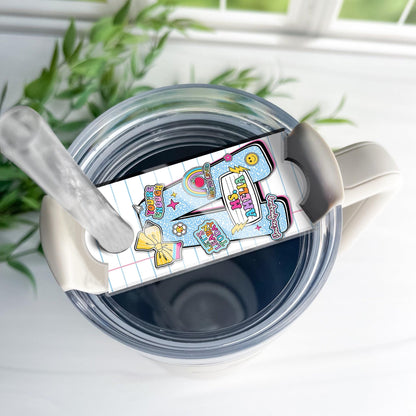 Personalized Tumbler Name Plate Composition Book, Teacher Gifts, 40oz/30oz Tumbler Lid Name Tag, Back To School, Teacher Appreciation Gift