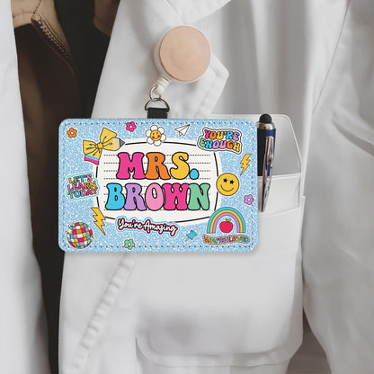 Personalized Teacher ID Badge Holder, Teacher Appreciation Gift, Teacher Gift, Back To School Gift, ID Holder Custom School Supply Theme