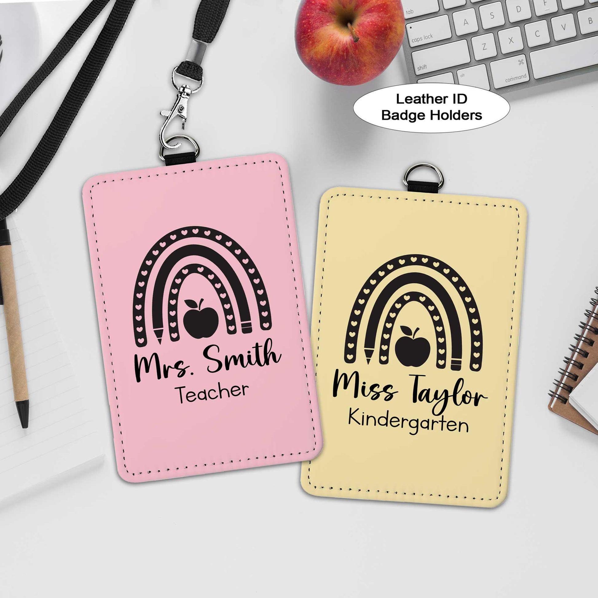 Personalized ID Badge Holder, Teacher ID Holder Badge Holder Name Lanyard Accessory, Teacher Appreciation Gift, Teacher Gift, Back To School