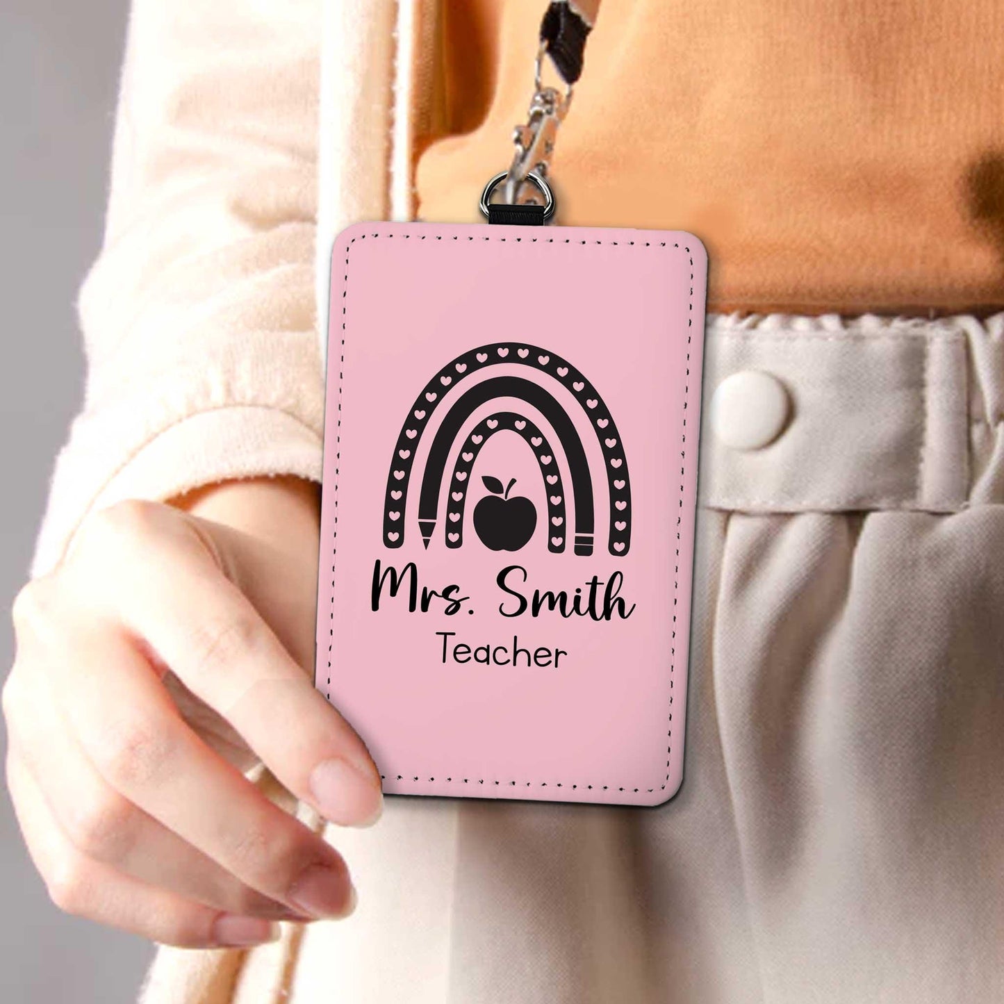 Personalized ID Badge Holder, Teacher ID Holder Badge Holder Name Lanyard Accessory, Teacher Appreciation Gift, Teacher Gift, Back To School