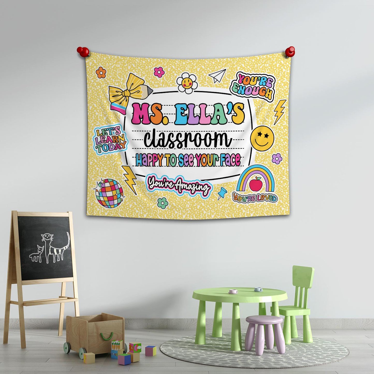 Custom Teacher Tapestry Classroom Tapestries, Happy To See Your Face, Teachers Name Gift, Teacher Appreciation Gifts, Back To School Gift