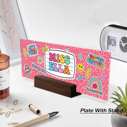 Personalized Teacher Name Plate, Teacher Appreciation Gifts, Custom Teacher Name Gift, Custom Teacher Acrylic Name Sign, Back To School Gift