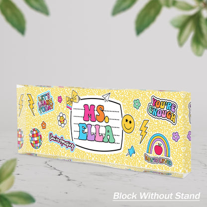 Personalized Teacher Name Plate, Custom Acrylic Plaque Desk Sign Gift For Teacher, Teacher Gifts, Teacher Appreciation Gift, Back To School