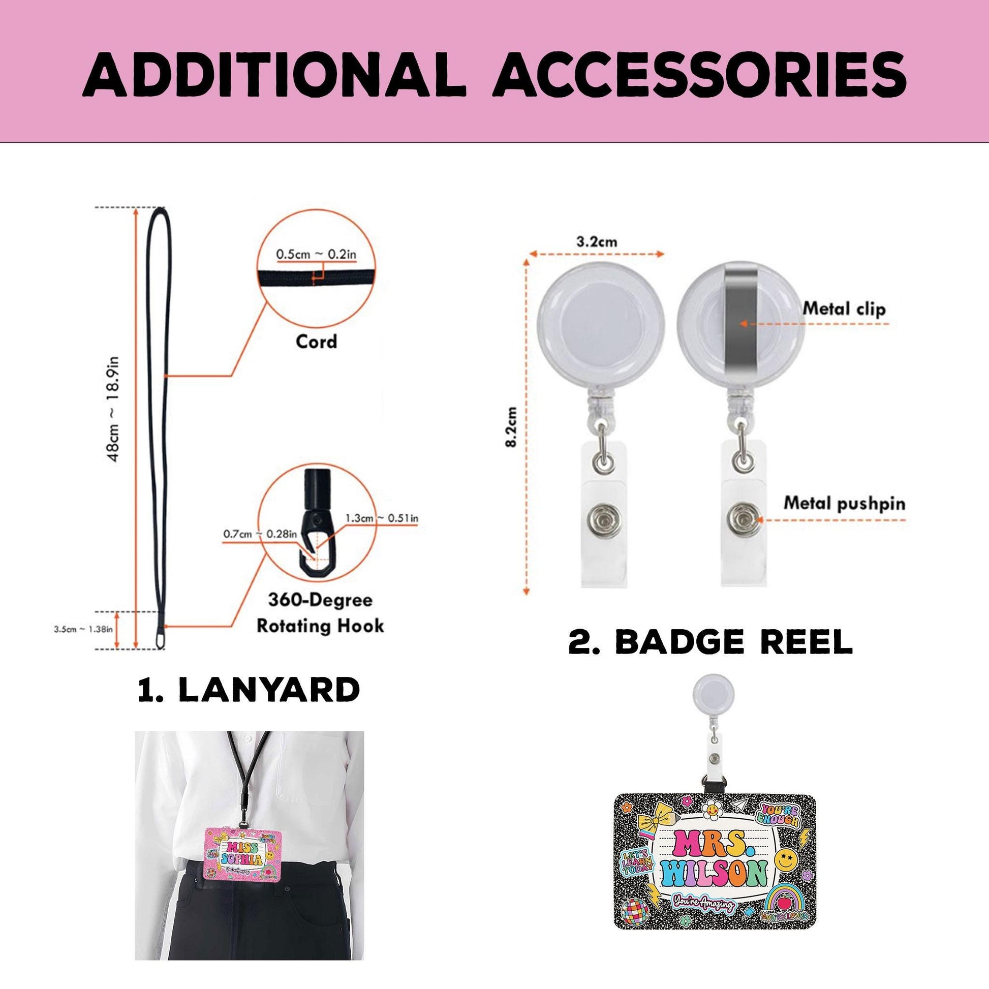 Personalized Teacher ID Badge Holder, Teacher Appreciation Gift, Teacher Gift, Back To School Gift, ID Holder Custom School Supply Theme