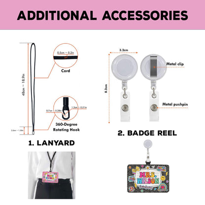 Personalized Teacher ID Badge Holder, Teacher Appreciation Gift, Teacher Gift, Back To School Gift, ID Holder Custom School Supply Theme