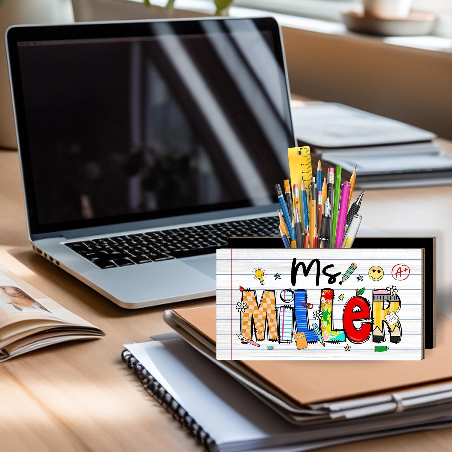 Teacher Appreciation Gift, Custom Pencil Holder, Teacher Pen Holder Name Back To School, Teacher Gift, Desk Decor Office Gift Desk Organizer