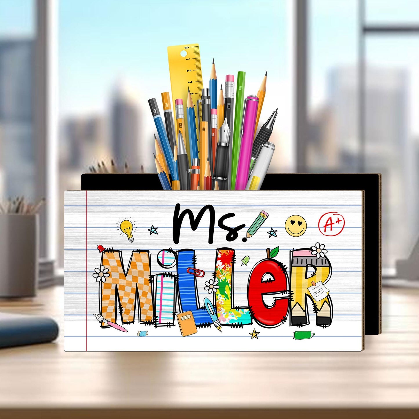 Teacher Appreciation Gift, Custom Pencil Holder, Teacher Pen Holder Name Back To School, Teacher Gift, Desk Decor Office Gift Desk Organizer