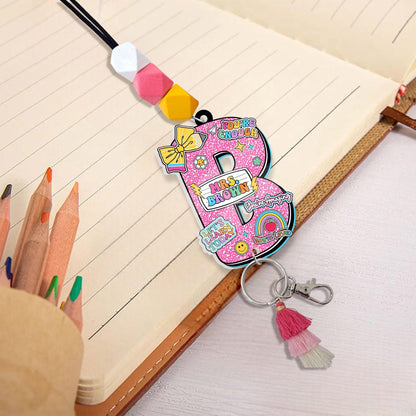 Personalized Beaded Teacher Lanyard: Custom Name ID Badge, Wood or Acrylic