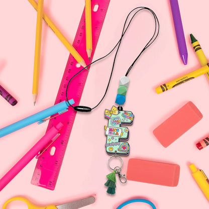 Personalized Beaded Teacher Lanyard: Custom Name ID Badge, Wood or Acrylic