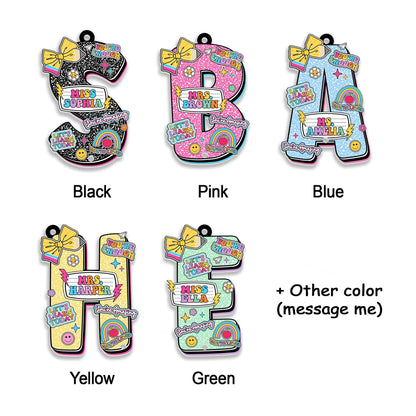 Personalized Beaded Teacher Lanyard: Custom Name ID Badge, Wood or Acrylic