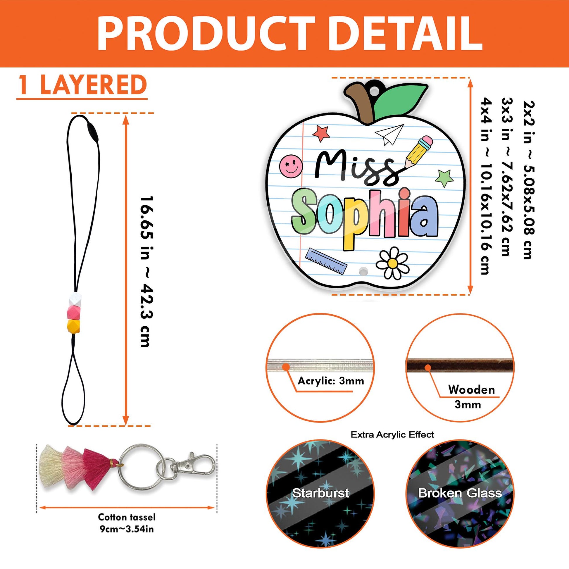 Personalized Teacher Lanyard: Beaded ID Badge Holder with Tassel