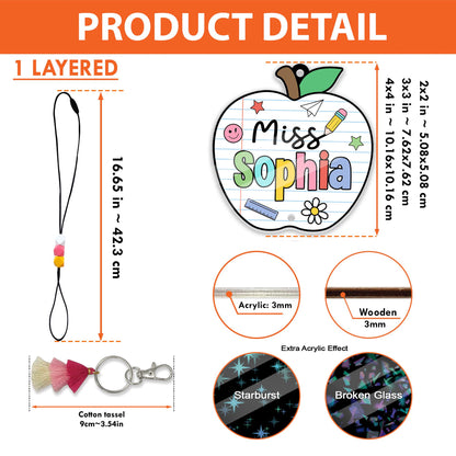 Personalized Teacher Lanyard: Beaded ID Badge Holder with Tassel