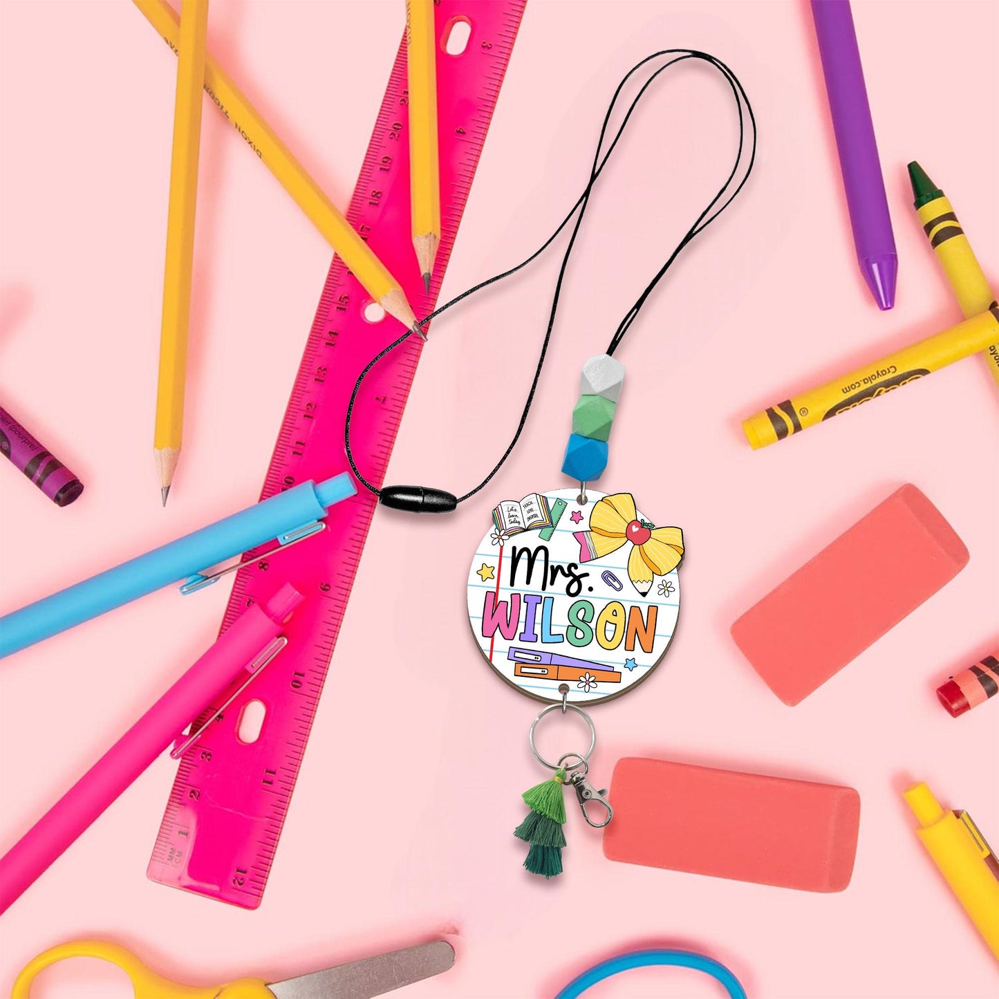 Teacher Lanyard, Personalized Trendy Lanyard for Keys ID Badge Lanyard, Teacher Lanyard with Name, Beaded Lanyard, Teacher Appreciation Gift