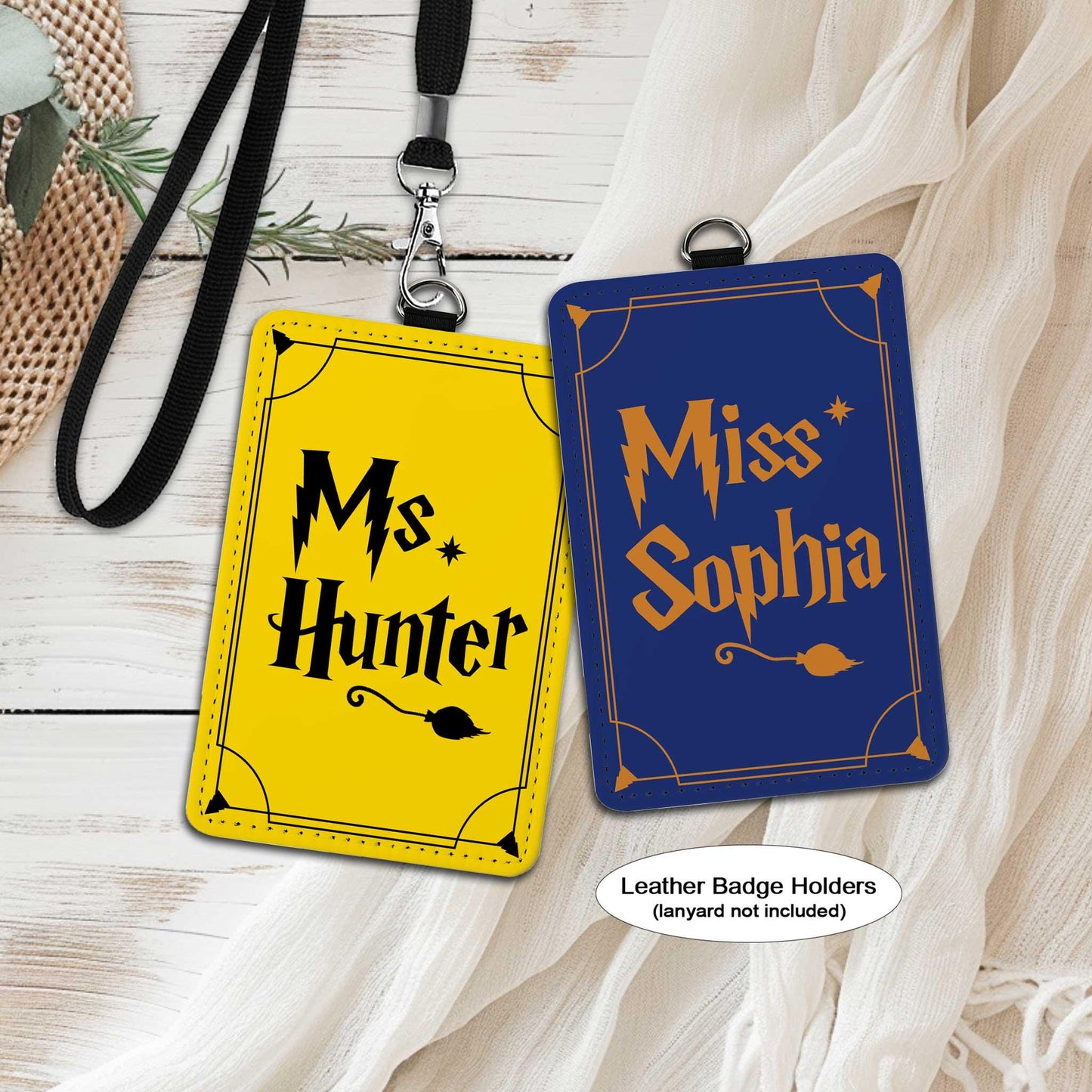 Teacher ID Badge Holder, Teacher Wizard Custom Name Personalized ID Holder, Teacher Gifts, Teacher Appreciation Gift, Back To School Gift