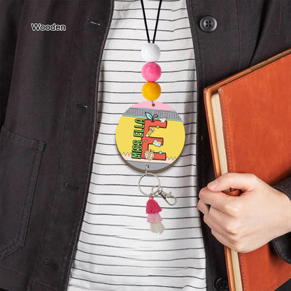 Personalized Lanyard for Keys or ID Badge, Custom Teacher Lanyard with Name, Beaded Lanyard, Back To School Gift, Teacher Appreciation Gift