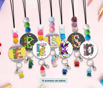 Personalized Lanyard for Keys or ID Badge, Custom Teacher Lanyard with Name, Beaded Lanyard, Back To School Gift, Teacher Appreciation Gift