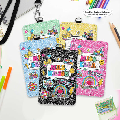 Teacher ID Badge Holder, Teacher Appreciation Gift, Back To School Gift, Teacher Lanyard With Name, Custom ID Holder School Supply Theme