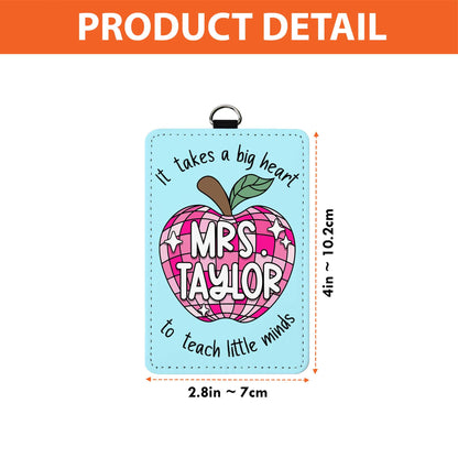 Custom Teacher ID Badge Holder Apple Name, Teacher Gifts, Personalized ID Holder Lanyard, Teacher Appreciation Gift, Back To School Gift