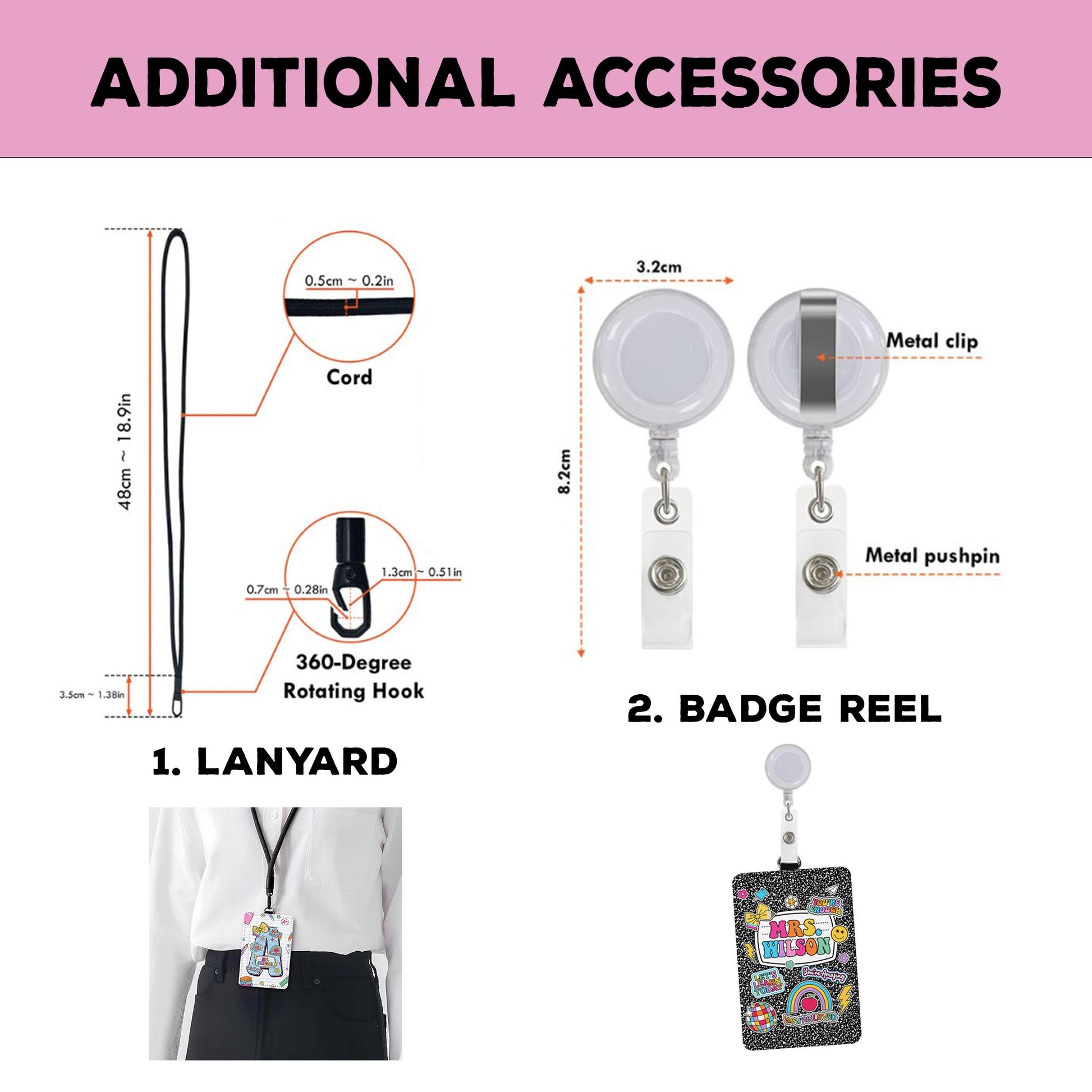 Custom Teacher ID Badge Holder Apple Name, Teacher Gifts, Personalized ID Holder Lanyard, Teacher Appreciation Gift, Back To School Gift