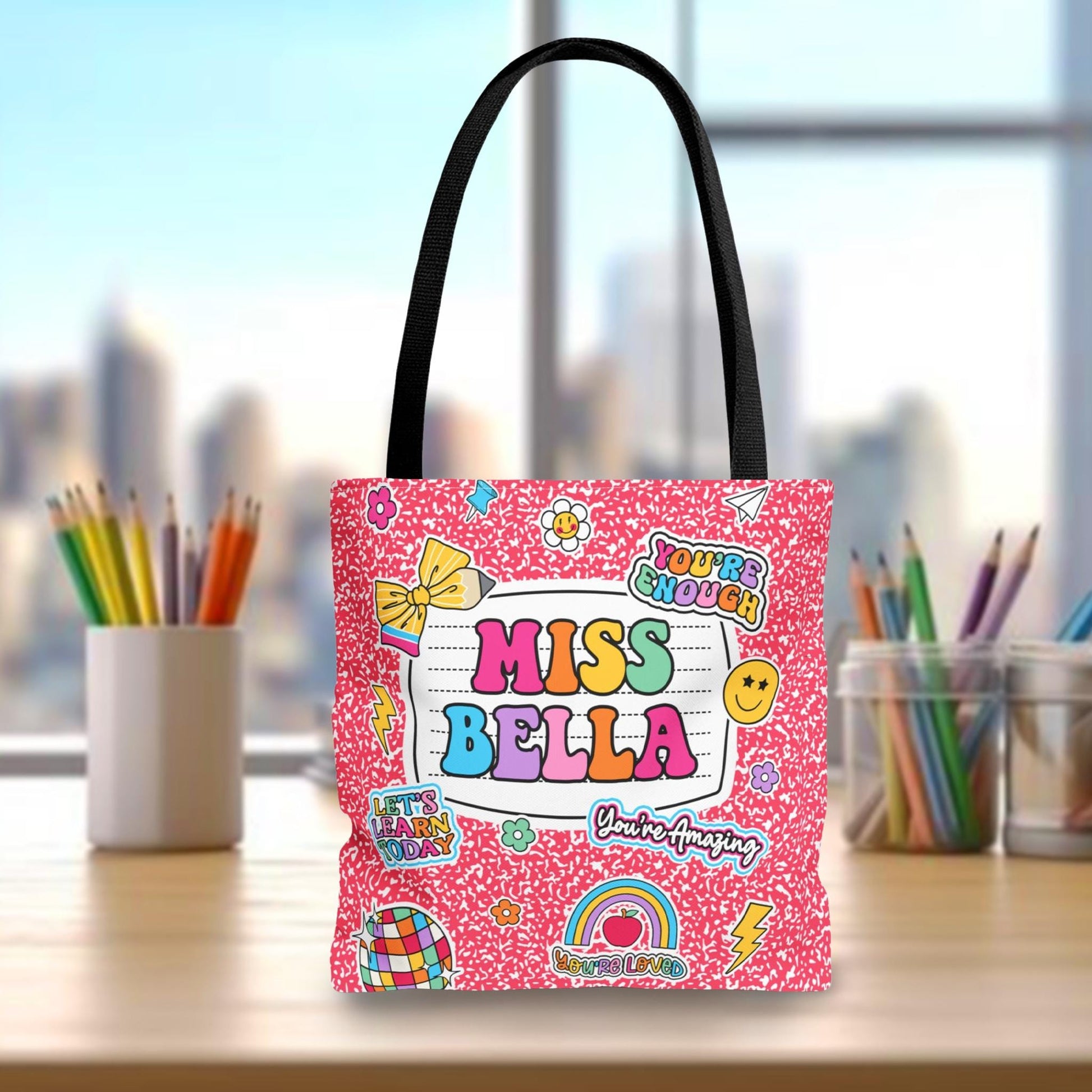 Personalized Teacher Tote Bag Composition Book, Back To School Teacher Bag, Teacher Gift Teacher Thank You Gift, Teacher Appreciation Gift