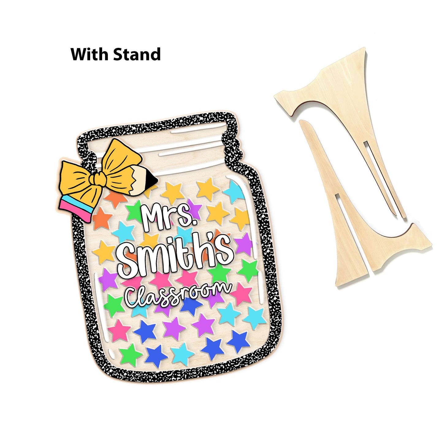 Custom Teacher Reward Jar, Star Magnetic Reward Jar, Fridge Wood and Acrylic Printed Custom Name, Back to School, Teacher Appreciation Gifts