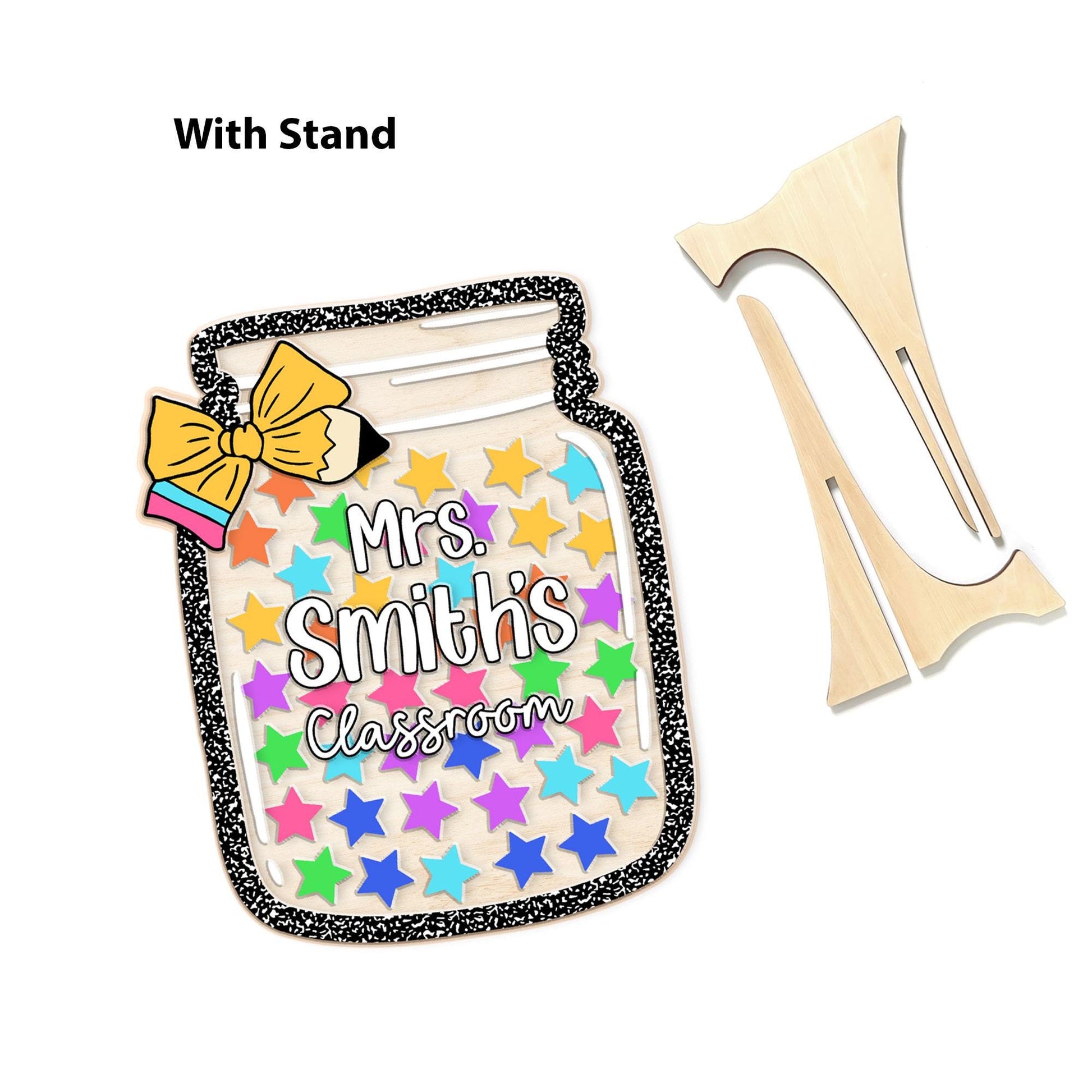 Custom Teacher Reward Jar, Star Magnetic Reward Jar, Fridge Wood and Acrylic Printed Custom Name, Back to School, Teacher Appreciation Gifts