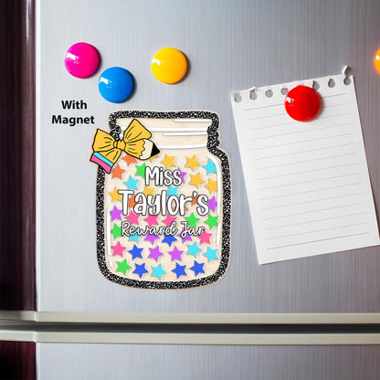 Custom Teacher Reward Jar, Star Magnetic Reward Jar, Fridge Wood and Acrylic Printed Custom Name, Back to School, Teacher Appreciation Gifts