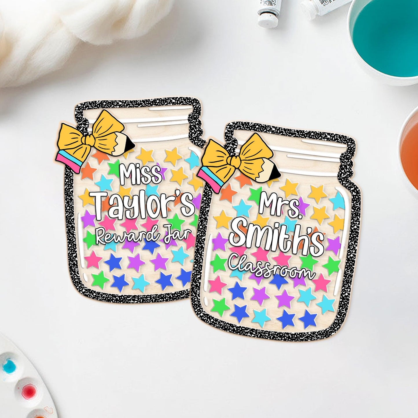 Custom Teacher Reward Jar, Star Magnetic Reward Jar, Fridge Wood and Acrylic Printed Custom Name, Back to School, Teacher Appreciation Gifts