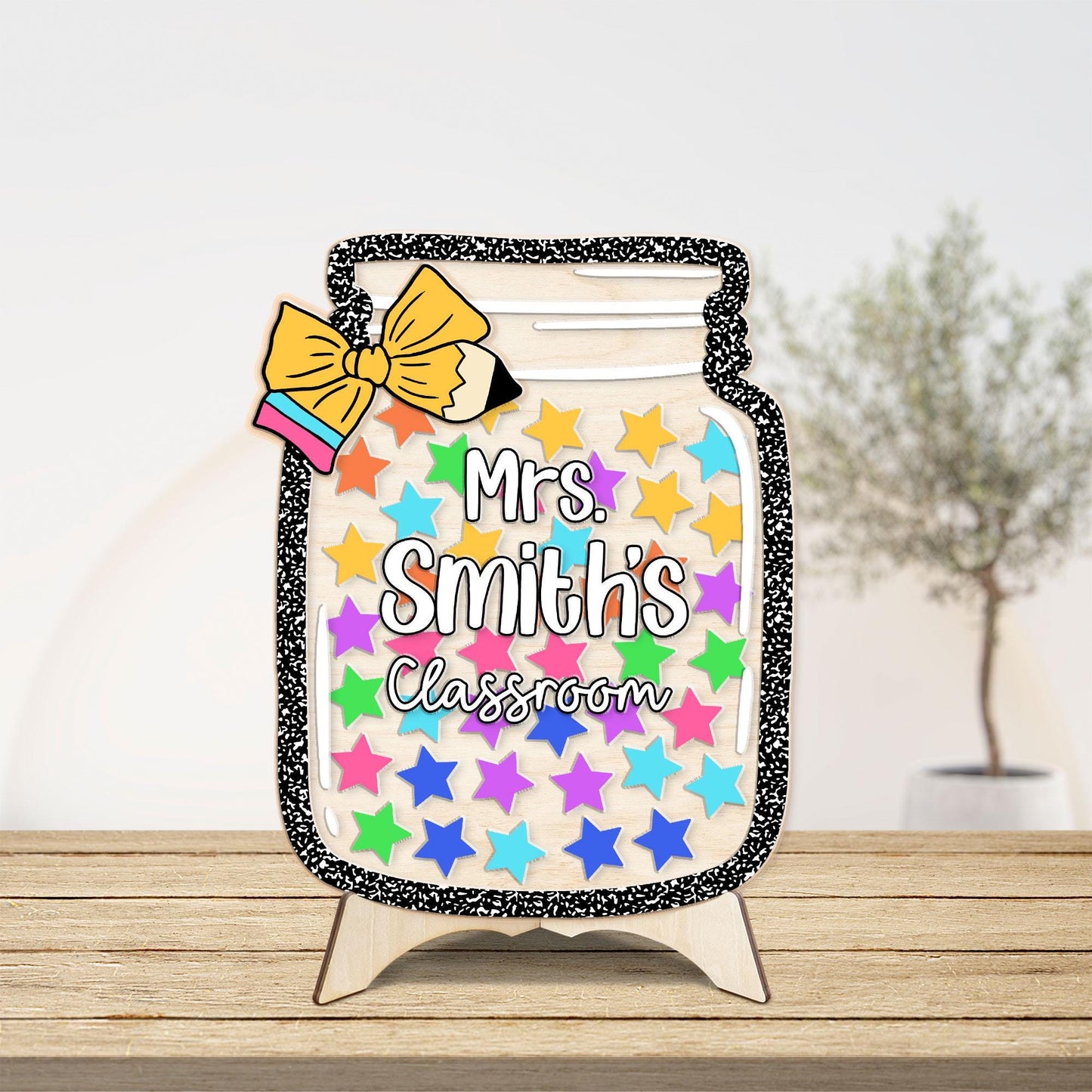 Custom Teacher Reward Jar, Star Magnetic Reward Jar, Fridge Wood and Acrylic Printed Custom Name, Back to School, Teacher Appreciation Gifts