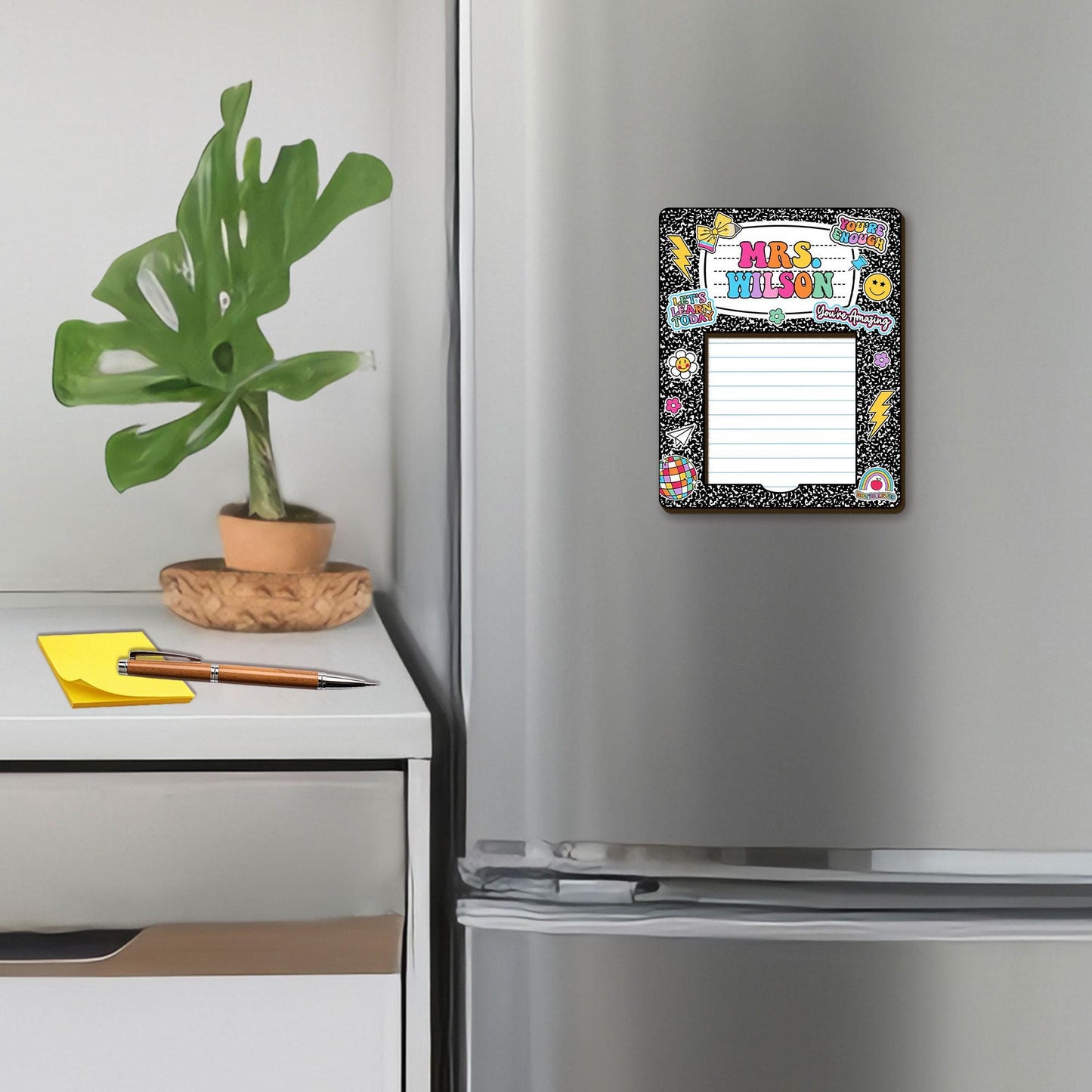 Personalized Teacher Sticky Note Holder, Teacher Appreciation magnet, Teacher Notepad Holder, Back to School Gift, Teacher Desk Decor