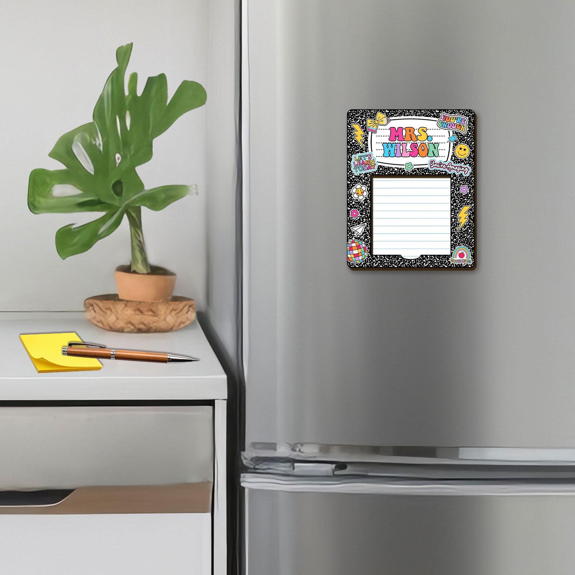 Personalized Teacher Sticky Note Holder, Teacher Appreciation magnet, Teacher Notepad Holder, Back to School Gift, Teacher Desk Decor