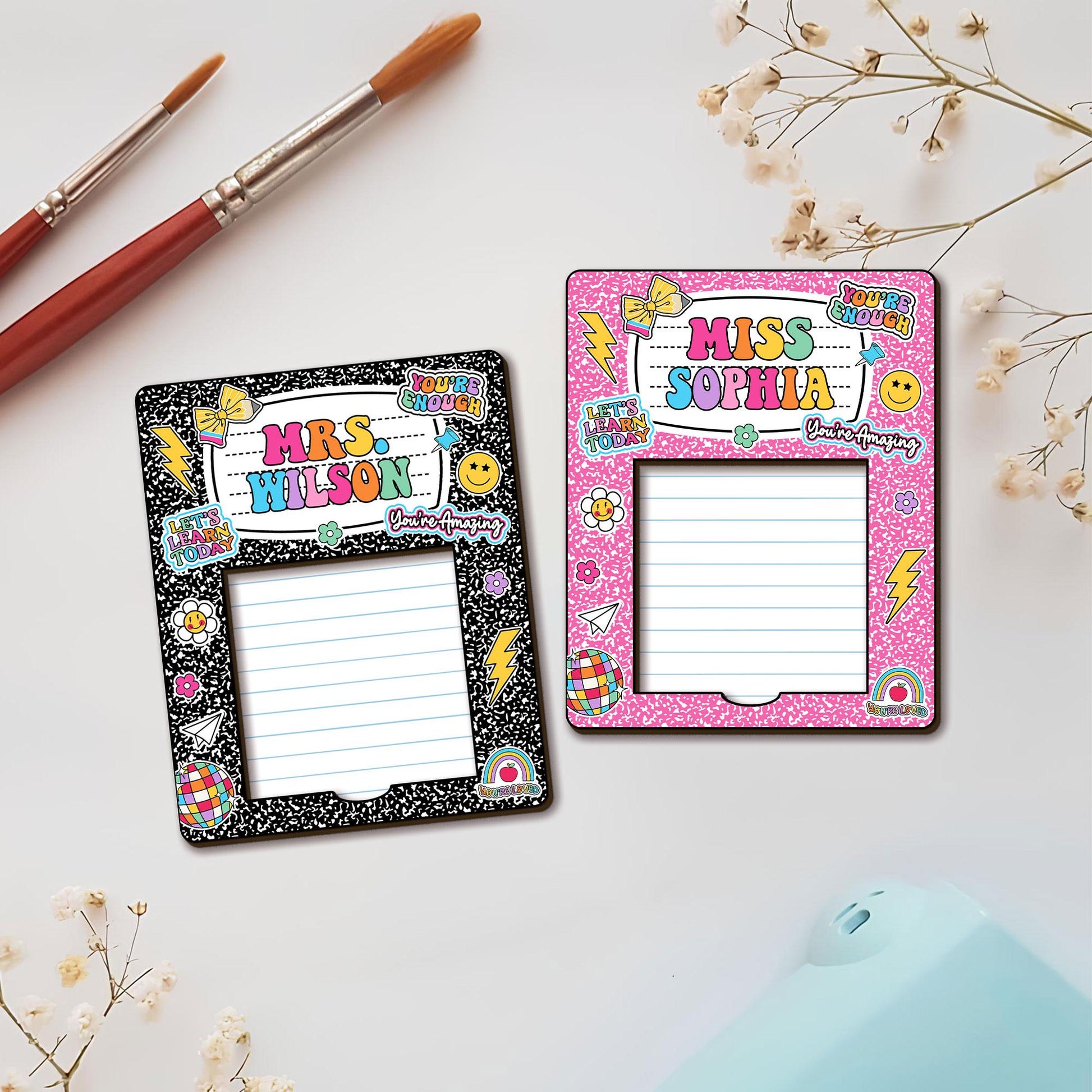 Personalized Teacher Sticky Note Holder, Teacher Appreciation magnet, Teacher Notepad Holder, Back to School Gift, Teacher Desk Decor