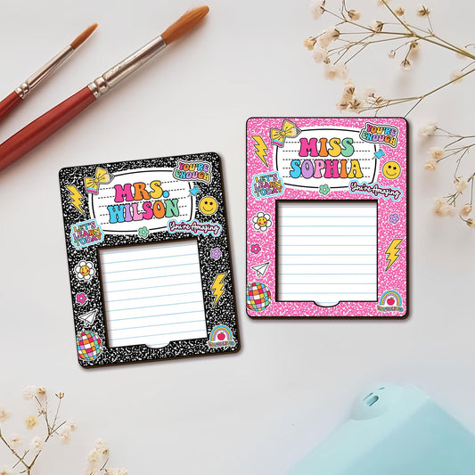 Personalized Teacher Sticky Note Holder, Teacher Appreciation magnet, Teacher Notepad Holder, Back to School Gift, Teacher Desk Decor