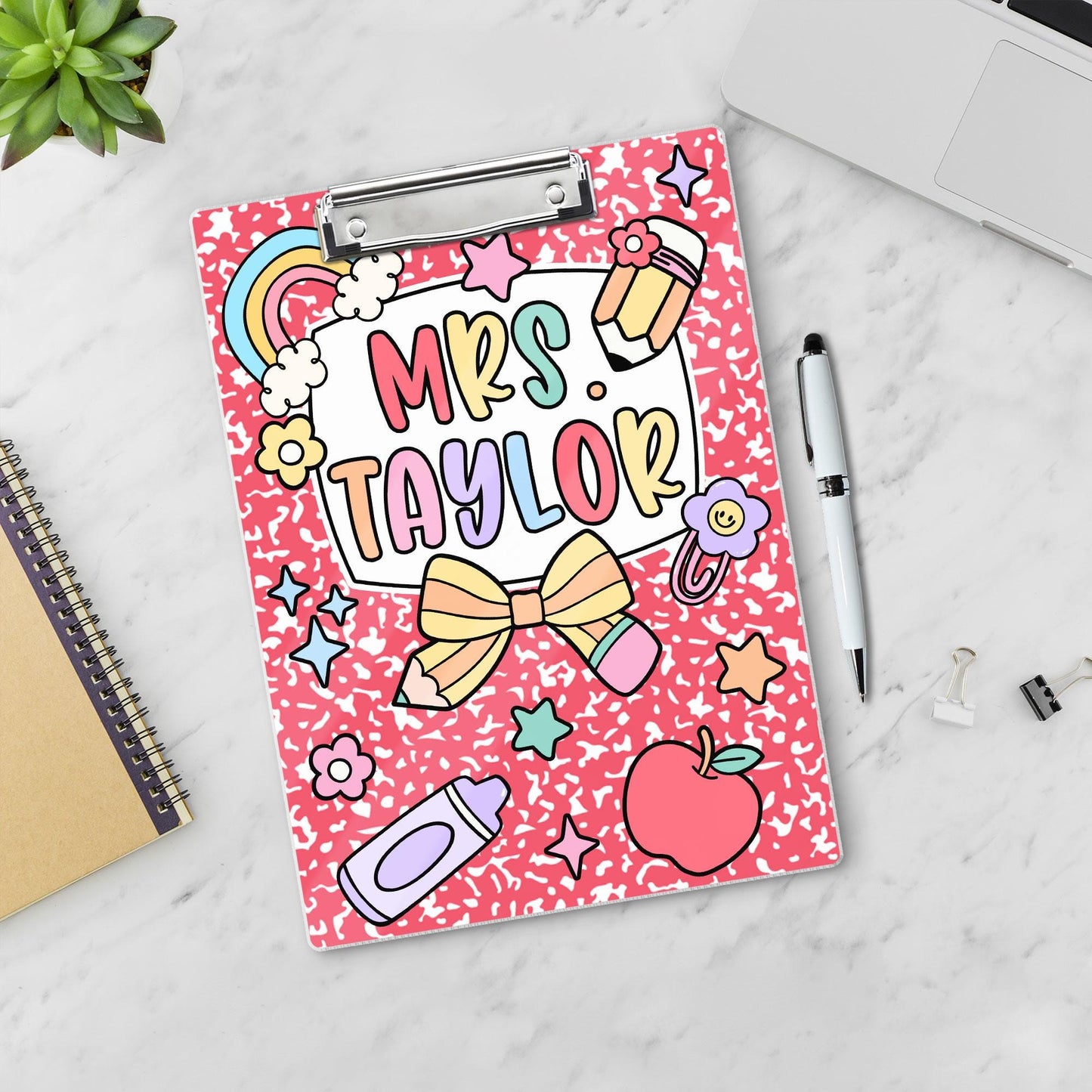 Custom Teacher Clipboard Composition Book With Name, Personalized Teacher Gift, Teacher Appreciation, School Supplies, Back To School Gift