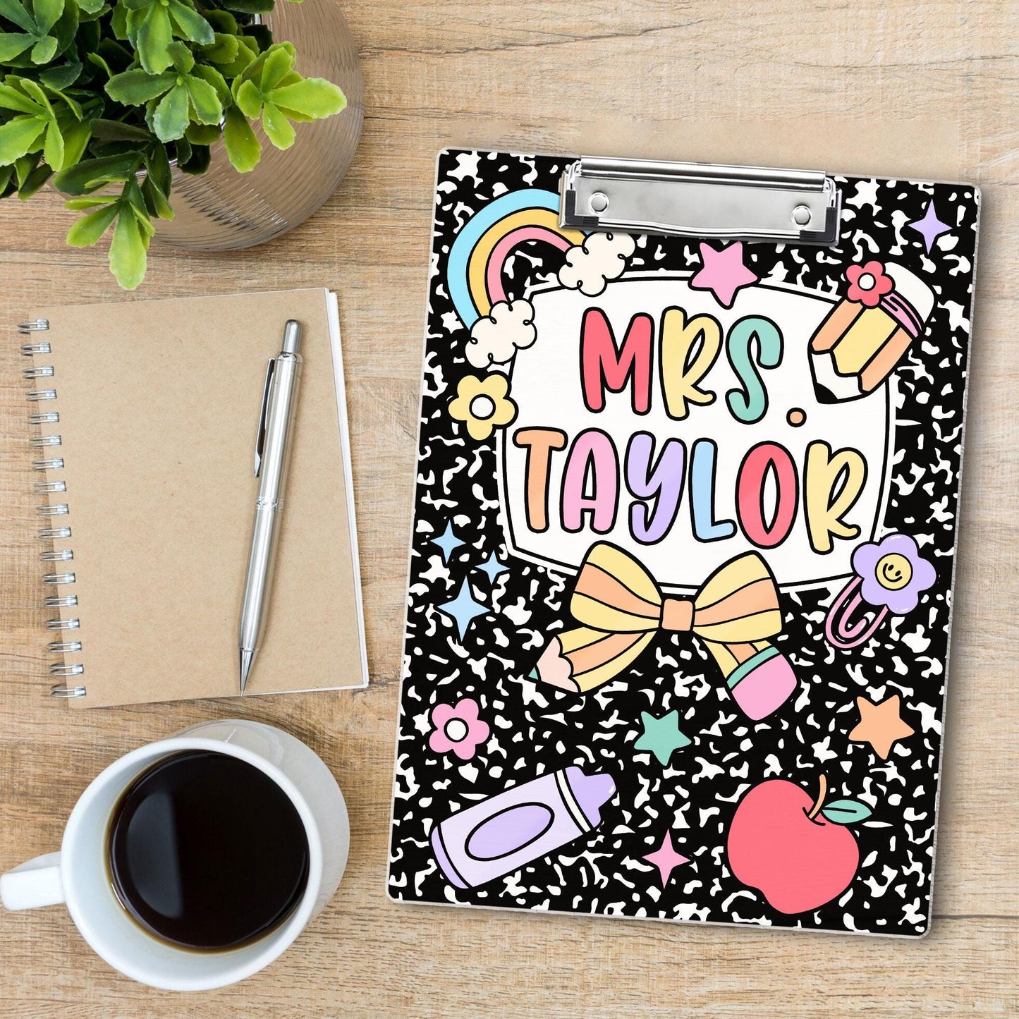 Custom Teacher Clipboard Composition Book With Name, Personalized Teacher Gift, Teacher Appreciation, School Supplies, Back To School Gift